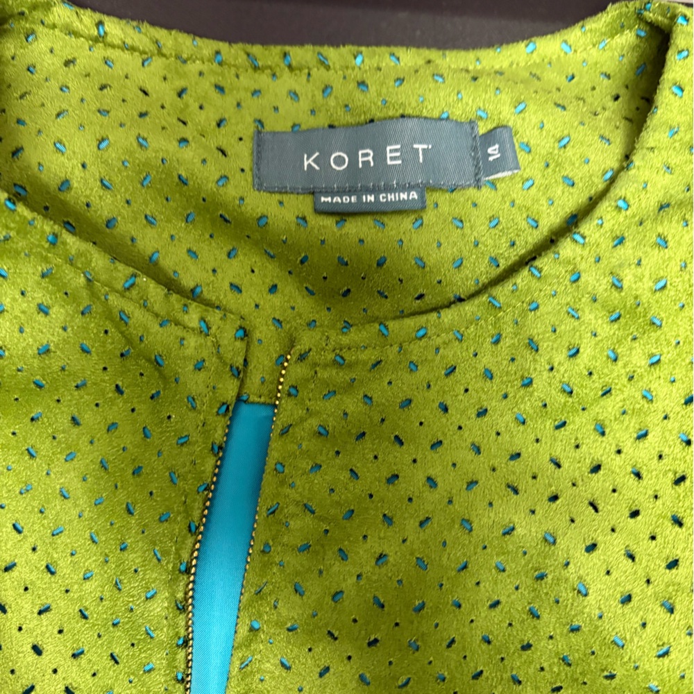 KORET Blazer Jacket Full Zip Faux Suede Green/Blue Women's Size 14